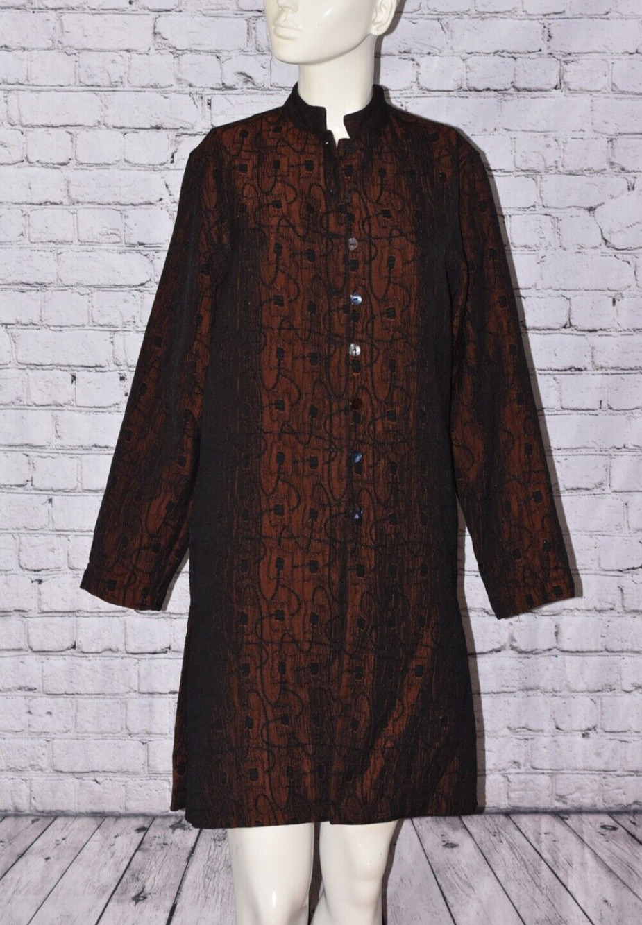 Chico's Design Embroidered Women's Button front Brocade Topper Coat Size 0-Small